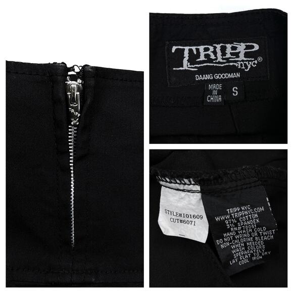 Rare Tripp NYC Black Corset Lace Up Pleated Mini Skirt Size Small Goth Hot Topic - Picture 8 of 13